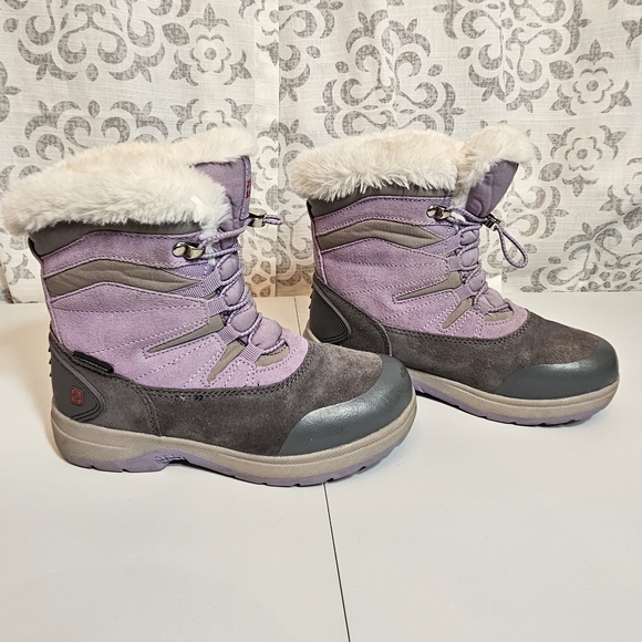 Girls K-Swiss purple gray winter Boots Fur trimmed 3M Thinsulate Child size 2 - Picture 9 of 9